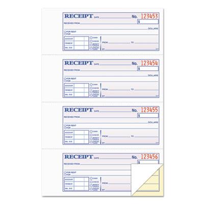 View larger image of Money and Rent Receipt Books, Account + Payment Sections, Two-Part Carbonless, 7.13 x 2.75, 4 Forms/Sheet, 400 Forms Total