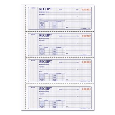 View larger image of Money Receipt Book, Softcover, Two-Part Carbonless, 7 x 2.75, 4 Forms/Sheet, 200 Forms Total