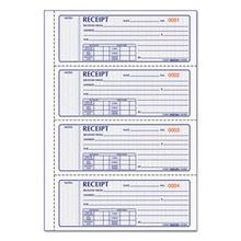 Money Receipt Book, Softcover, Three-Part Carbonless, 7 x 2.75, 4 Forms/Sheet, 100 Forms Total