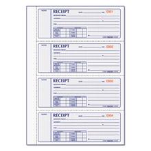 Money Receipt Book, Hardcover, Three-Part Carbonless, 7 x 2.75, 4 Forms/Sheet, 200 Forms Total