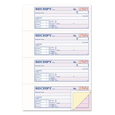 View larger image of Money and Rent Receipt Book, Account + Payment Sections, Three-Part Carbonless, 7.13 x 2.75, 4 Forms/Sheet, 100 Forms Total