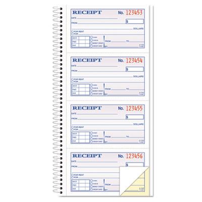 View larger image of Spiralbound Money and Rent Receipt Book, Two-Part Carbonless, 4.75 x 2.75, 4 Forms/Sheet, 200 Forms Total