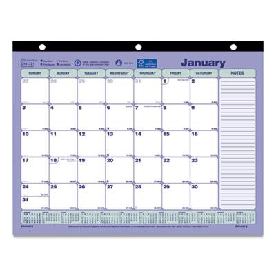 View larger image of Monthly Desk Pad Calendar, 11 x 8.5, White/Blue/Green Sheets, Black Binding, 12-Month (Jan to Dec): 2024
