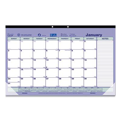 View larger image of Monthly Desk Pad Calendar, 17.75 x 10.88, White/Blue/Green Sheets, Black Binding, Clear Corners, 12-Month (Jan to Dec): 2024