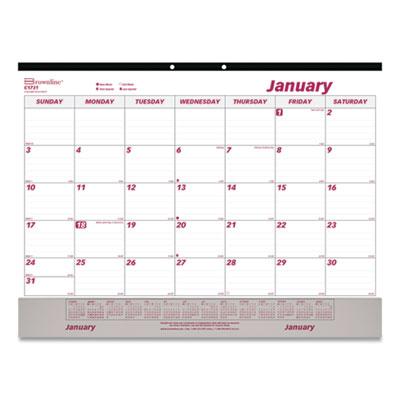 View larger image of Monthly Desk Pad Calendar, 22 x 17, White/Burgundy Sheets, Black Binding, Clear Corners, 12-Month (Jan to Dec): 2024