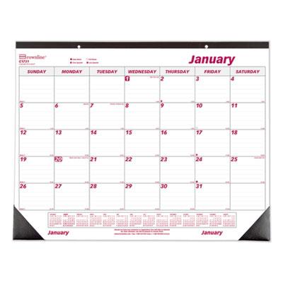 View larger image of Monthly Desk Pad Calendar, 22 x 17, White/Burgundy Sheets, Black Binding, Black Corners, 12-Month (Jan to Dec): 2024