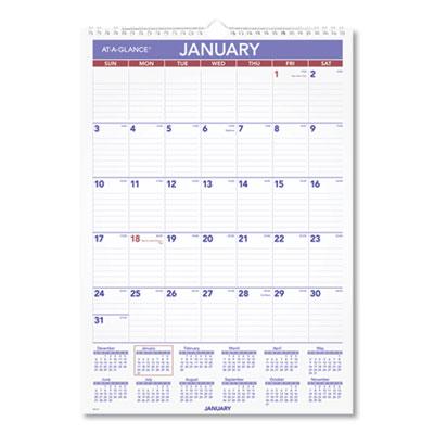 View larger image of Monthly Wall Calendar with Ruled Daily Blocks, 12 x 17, White Sheets, 12-Month (Jan to Dec): 2024
