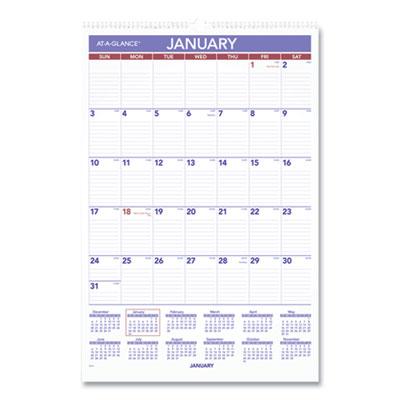 View larger image of Monthly Wall Calendar with Ruled Daily Blocks, 15.5 x 22.75, White Sheets, 12-Month (Jan to Dec): 2024