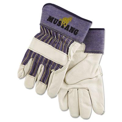 View larger image of Mustang Leather Palm Gloves, Blue/Cream, X-Large, Dozen