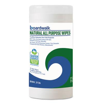 View larger image of Natural All Purpose Wipes, 7 x 8, Unscented, White, 75 Wipes/Canister, 6 Canisters/Carton
