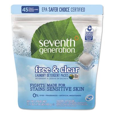 View larger image of Natural Laundry Detergent Packs, Powder, Unscented, 45 Packets/Pack, 8/Carton