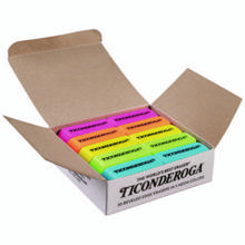 Neon Wedged Block Erasers, For Pencil Marks, Slanted-Edge Rectangular Block, Medium, Assorted Colors, 30/Box