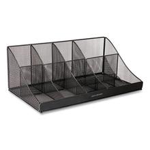 Network Collection 11-Compartment Coffee Cup and Condiment Countertop Organizer, 9.5 x 17.88 x 6.63, Black