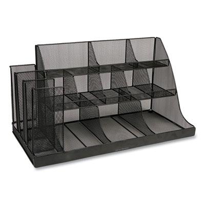 View larger image of Network Collection 14-Compartment Coffee Cup and Condiment Countertop Organizer, 11.61 x 23.9 x 12.76, Black