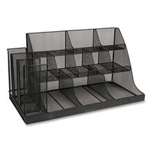 Network Collection 14-Compartment Coffee Cup and Condiment Countertop Organizer, 11.61 x 23.9 x 12.76, Black