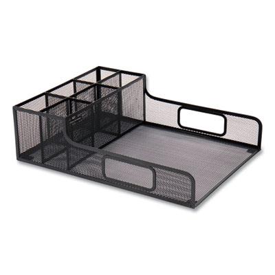 View larger image of Network Collection Utensil, Napkin and Plate Countertop Organizer, 11.5 x 14.75 x 5.5, Metal, Black