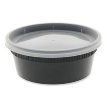 newspring delitainer microwavable container, 8 oz, 4.55 x 4.55 x 1.8, black/clear, plastic, 240/carton