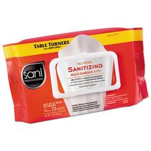 No-Rinse Sanitizing  Multi-Surface Wipes, 1-Ply, 8 x 9, Unscented, White, 72 Wipes/Pack, 12 Packs/Carton
