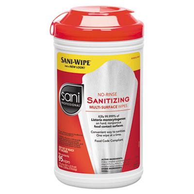 View larger image of No-Rinse Sanitizing Multi-Surface Wipes, White, 95/Container, 6/Carton
