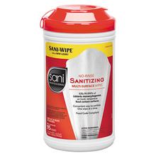 No-Rinse Sanitizing Multi-Surface Wipes, White, 95/Container