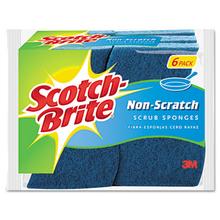 Non-Scratch Multi-Purpose Scrub Sponge, 4 2/5 x 2 3/5, Blue, 6/Pack