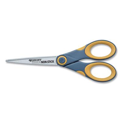 View larger image of Non-Stick Titanium Bonded Scissors, 7" Long, 3" Cut Length, Gray/Yellow Straight Handle