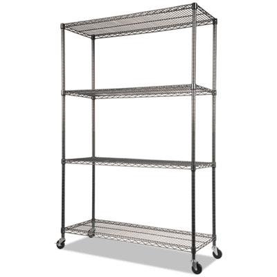 View larger image of NSF Certified 4-Shelf Wire Shelving Kit with Casters, 48w x 18d x 72h, Black Anthracite