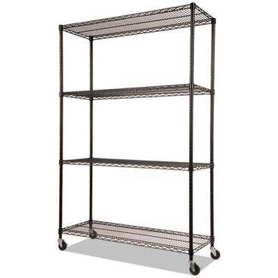 View larger image of NSF Certified 4-Shelf Wire Shelving Kit with Casters, 48w x 18d x 72h, Black