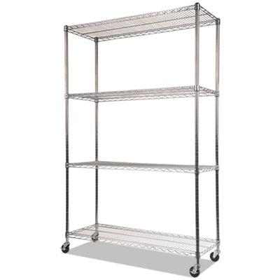 View larger image of NSF Certified 4-Shelf Wire Shelving Kit with Casters, 48w x 18d x 72h, Silver