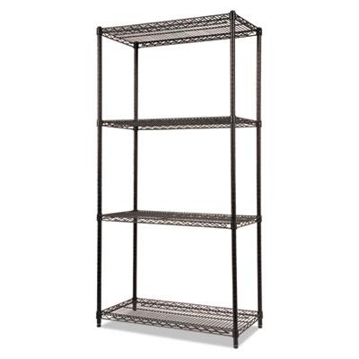 View larger image of NSF Certified Industrial 4-Shelf Wire Shelving Kit, 36w x 18d x 72h, Black