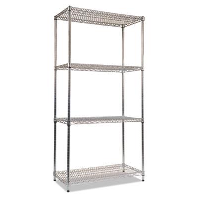View larger image of NSF Certified Industrial 4-Shelf Wire Shelving Kit, 36w x 18d x 72h, Silver
