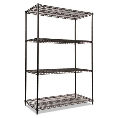 View larger image of NSF Certified Industrial 4-Shelf Wire Shelving Kit, 48w x 24d x 72h, Black