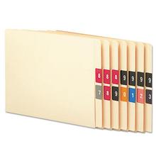 Numerical End Tab File Folder Labels, 0-9, 1.5 x 1.5, Assorted, 250/Roll, 10 Rolls/Box