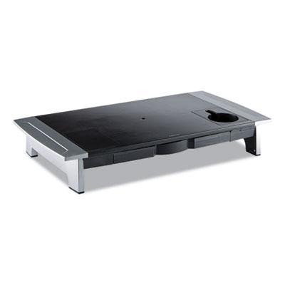 View larger image of Office Suites Premium Monitor Riser, 27" x 14" x 4" to 6.5", Black/Silver