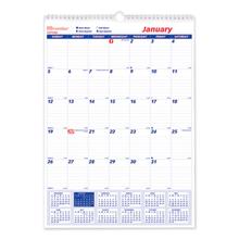 Twin-Wirebound Wall Calendar, One Month per Page, 12 x 17, White Sheets, 12-Month (Jan to Dec): 2024
