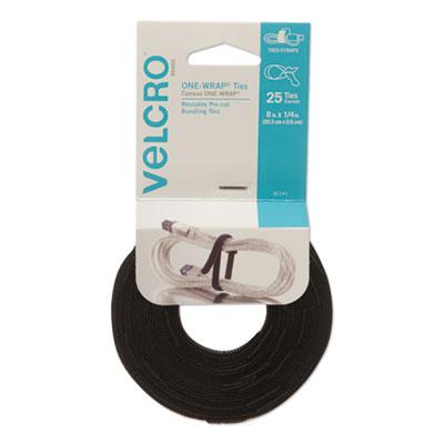 View larger image of ONE-WRAP Pre-Cut Thin Ties, 0.25" x 8", Black, 25/Pack