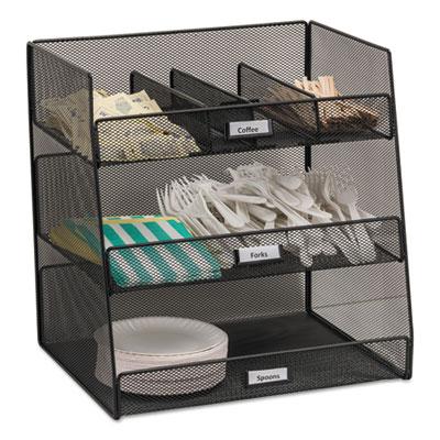 View larger image of Onyx Breakroom Organizers, 3 Compartments,14.63 x 11.75 x 15, Steel Mesh, Black