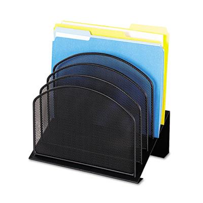 View larger image of Onyx Mesh Desk Organizer with Tiered Sections, 5 Sections, Letter to Legal Size Files, 11.25" x 7.25" x 12", Black