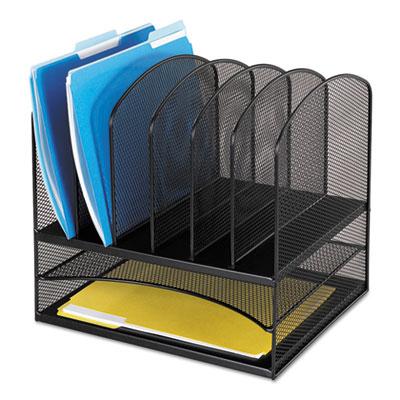 View larger image of Onyx Mesh Desk Organizer with Two Horizontal and Six Upright Sections, Letter Size Files, 13.25" x 11.5" x 13", Black