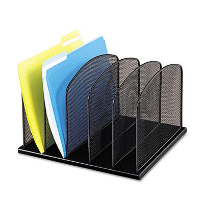 View larger image of Onyx Mesh Desk Organizer with Upright Sections, 5 Sections, Letter to Legal Size Files, 12.5" x 11.25" x 8.25", Black