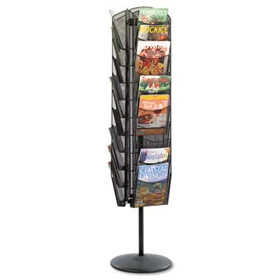 View larger image of Onyx Mesh Rotating Magazine Display, 30 Compartments, 16.5w x 16.5d x 66h, Black