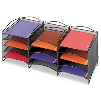 View larger image of Onyx Steel Mesh Lliterature Sorter, 12 Compartments, 30 x 12.75 x 11.25, Black