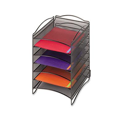View larger image of Onyx Steel Mesh Lliterature Sorter, Six Compartments, 10.25 x 12.75 x 15.25, Black