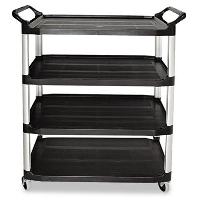 View larger image of Xtra Utility Cart with Open Sides, Plastic, 4 Shelves, 400 lb Capacity, 40.63" x 20" x 51", Black