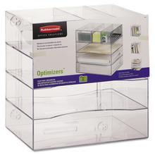 Optimizers Four-Way Organizer with Drawers, Plastic, 10 x 13 1/4 x 13 1/4, Clear