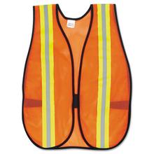 Orange Safety Vest, 2 in. Reflective Strips, Polyester, Side Straps, One Size