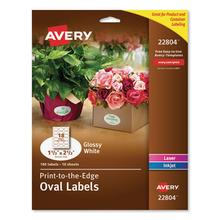 Oval Labels with Sure Feed and Easy Peel, 1.5 x 2.5, Glossy White, 180/Pack