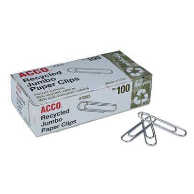 View larger image of Recycled Paper Clips, Jumbo, Smooth, Silver, 100 Clips/Box, 10 Boxes/Pack