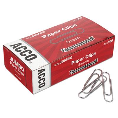 View larger image of Paper Clips, Jumbo, Smooth, Silver, 100 Clips/Box, 10 Boxes/Pack
