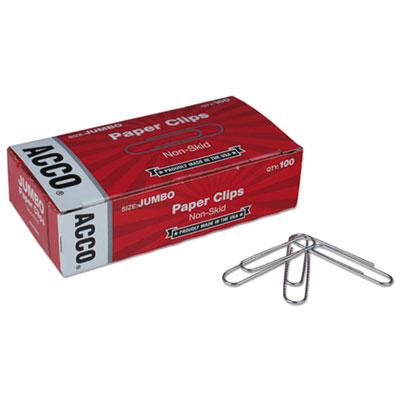 View larger image of Paper Clips, Jumbo, Nonskid, Silver, 100 Clips/Box, 10 Boxes/Pack